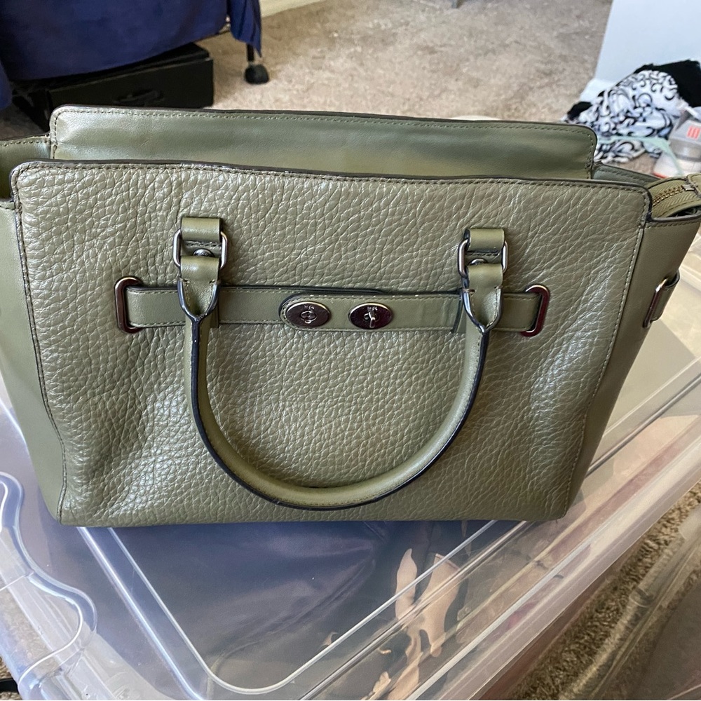 Large coach olive green satchel